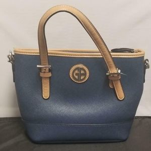 GIANI BERNINI Blue Satchel PURSE MINI CONVERTIBLE